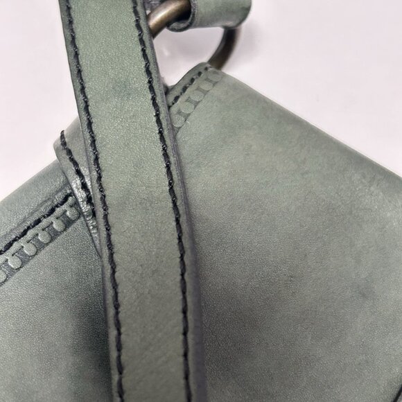Vintage Fossil Green Leather Saddlebag Crossbody Medium Purse Butter Soft Clean - Picture 7 of 12